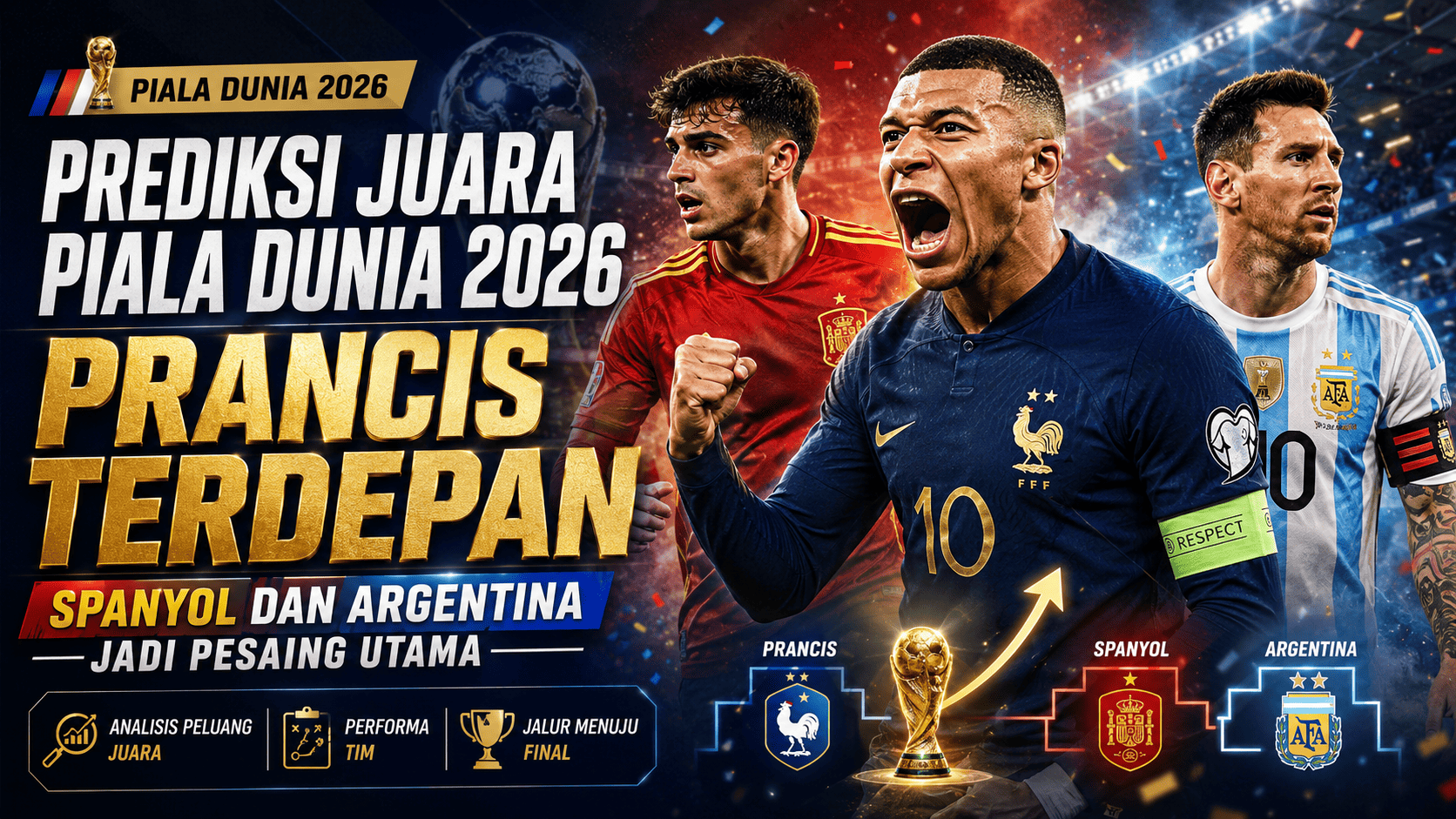 Prediksi Juara Piala Dunia 2026: Prancis Terdepan, Spanyol dan Argentina Jadi Pesaing Utama