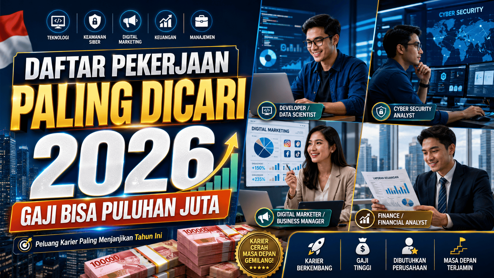 Daftar Pekerjaan Paling Dicari di Indonesia 2026, Gaji Bisa Puluhan Juta