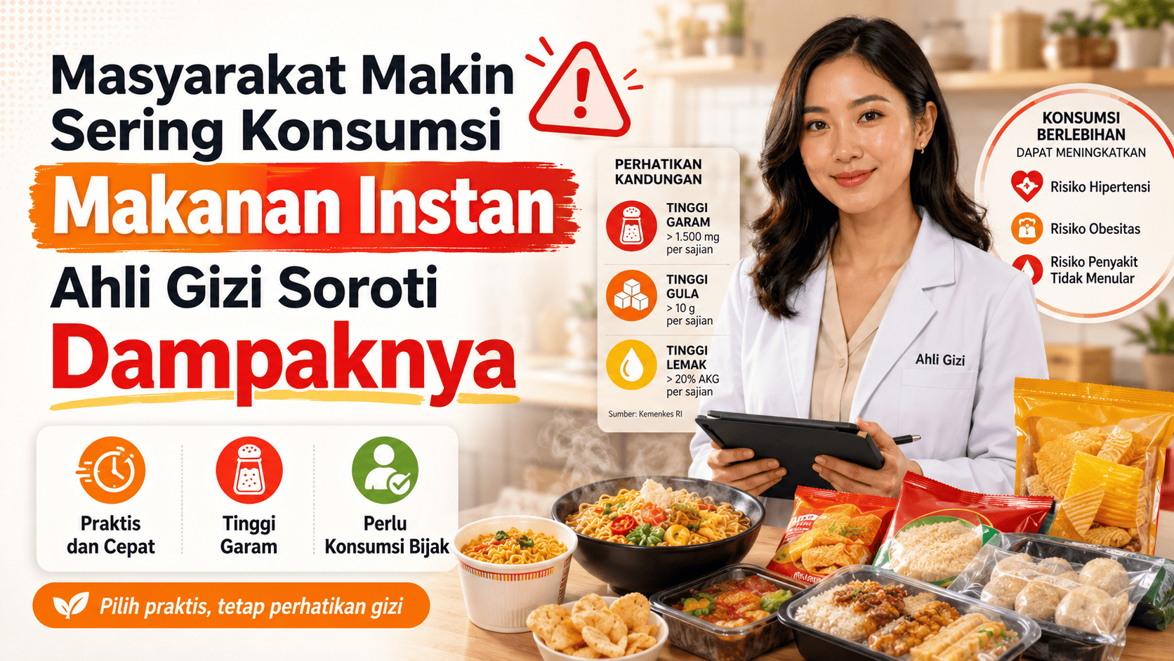 Masyarakat Makin Sering Konsumsi Makanan Instan, Ahli Gizi Soroti Dampaknya